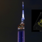福岡タワー「サザエさんの顔のイルミネーション」